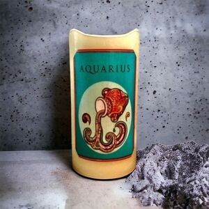 NWOT. Aquarius ♒️‎ Zodiac Flameless Candle with Timer
